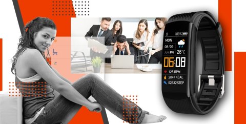 Smartband GIEWONT Fit&GO Duo GW200-9 - Black + Pasek Orange Power